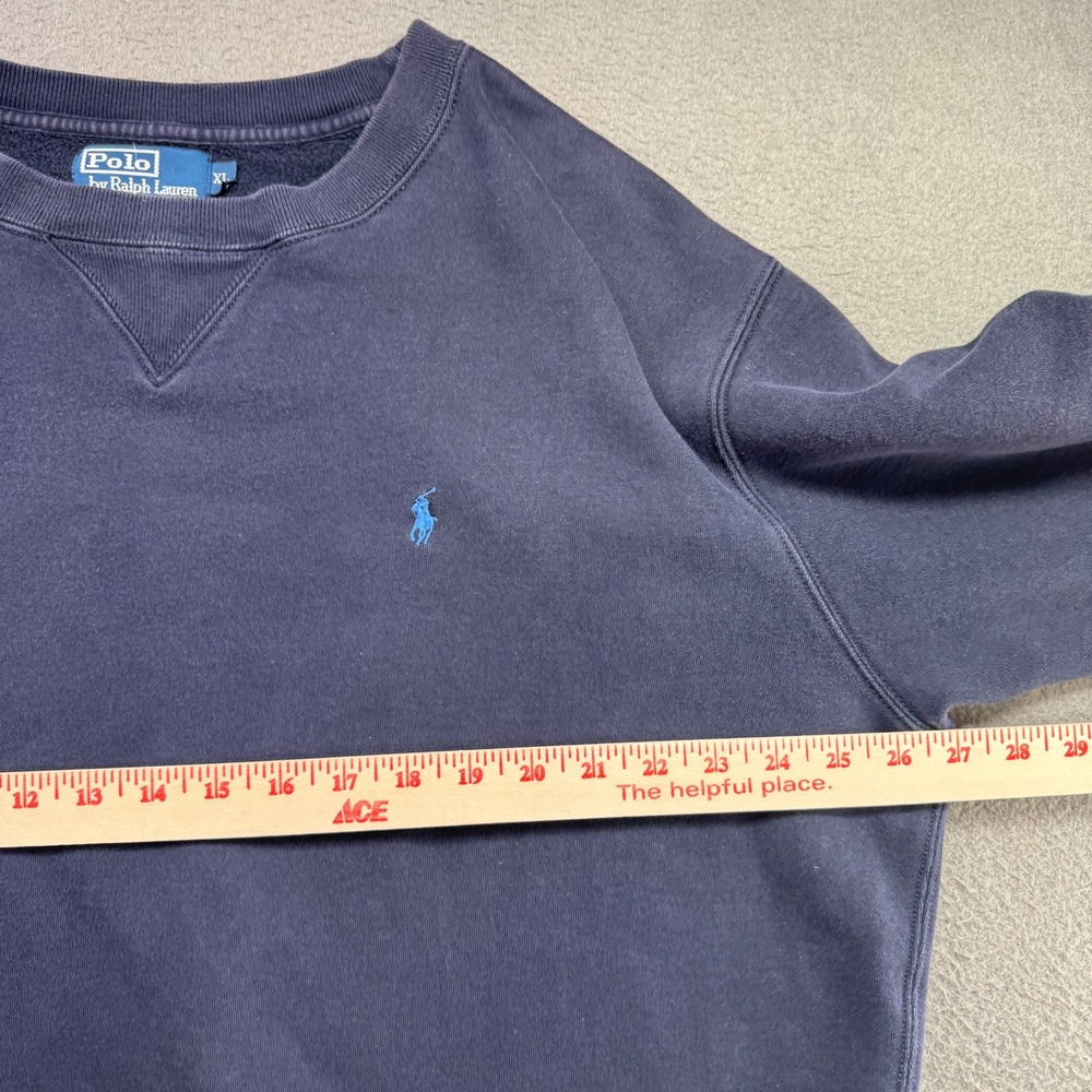 Vintage Polo Ralph Lauren Sweatshirt Men XL Navy Blue 90s Pullover V Stitch - Picture 5 of 8